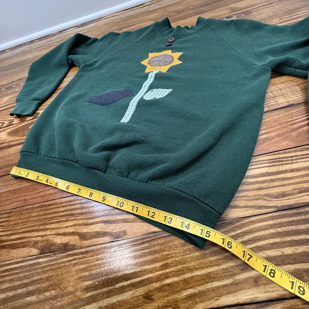 Vintage Fruit Loom Mock Neck Sunflower Bird Applique Embroidered Sweatshirt, M - Picture 11 of 12